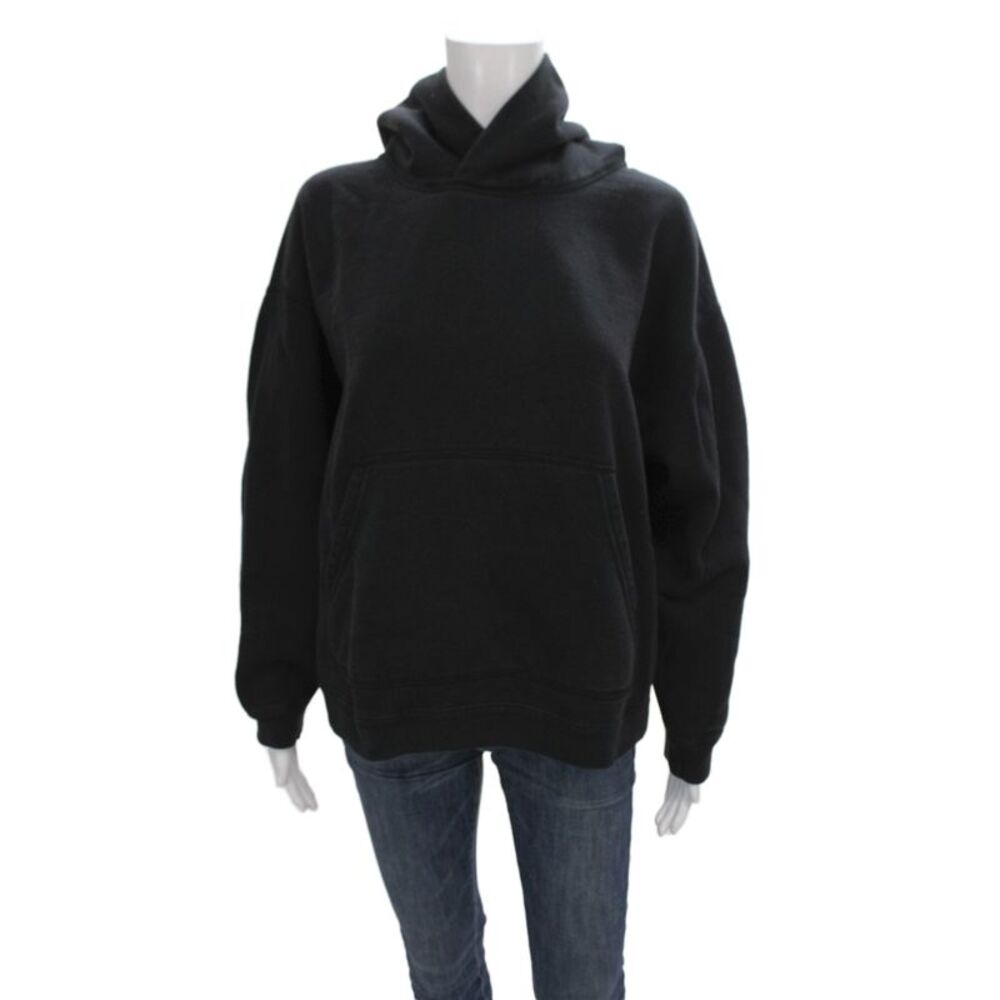 TKEES Womens High Neck Pullover Black Long Sleeve 80% Cotton Solid Fall Size 2